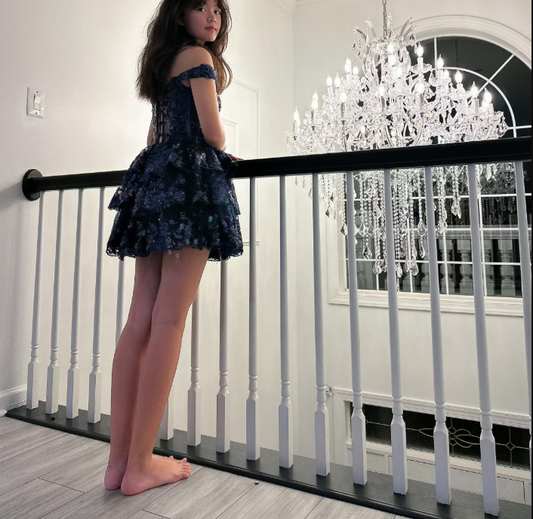 A-Line Sweetheart Tiered Short Homecoming Dress ED01328