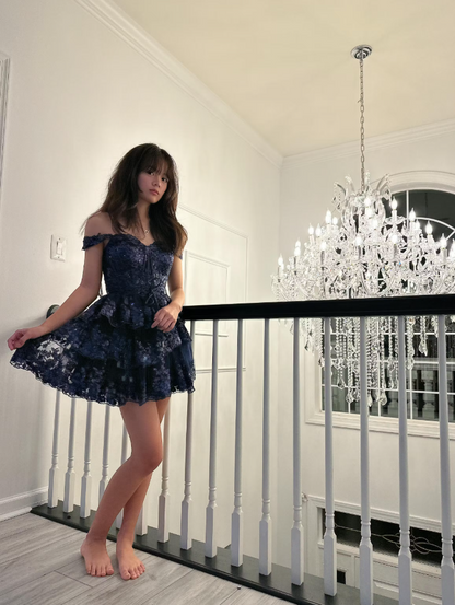 Sweetheart Tiered Short Homecoming Dress HZ1024