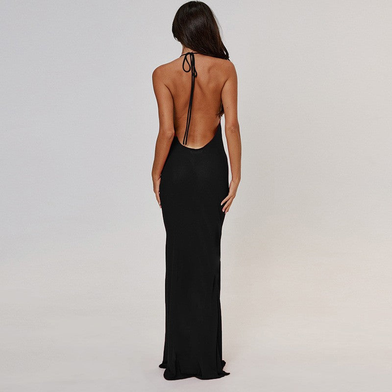 Mermaid Halter Neck Long Ball Dress Backless Evening Dress HZ1024