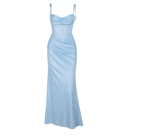 Blue Mermaid Spaghetti Strap Simple Long Prom Dress ED01399