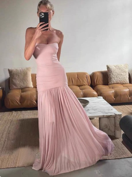 Mermaid Pink Long Prom Dresses Formal Graduation Party Dress Evening Dress HZ1024