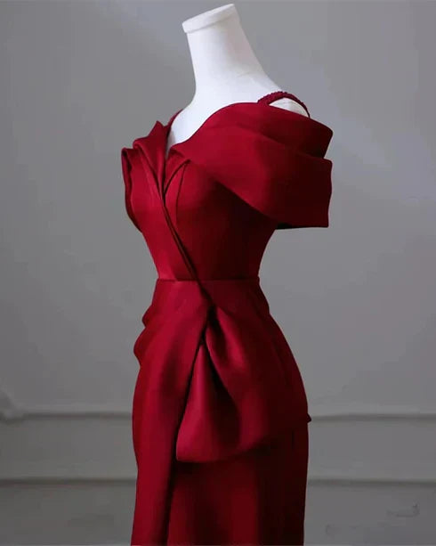 Mermaid Off Shoulder Satin Long Prom Dress Dress, Simple Evening Dress HZ1024