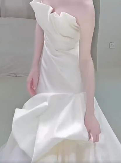 Strapless Mermaid Wedding Dresses, Tulle Satin Tender Sleeveless Bridal Gowns HZ1024