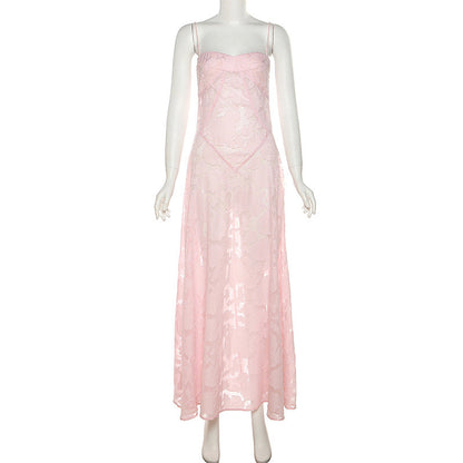 Jacquard sling slim evening gown long dress sling dress ED01435