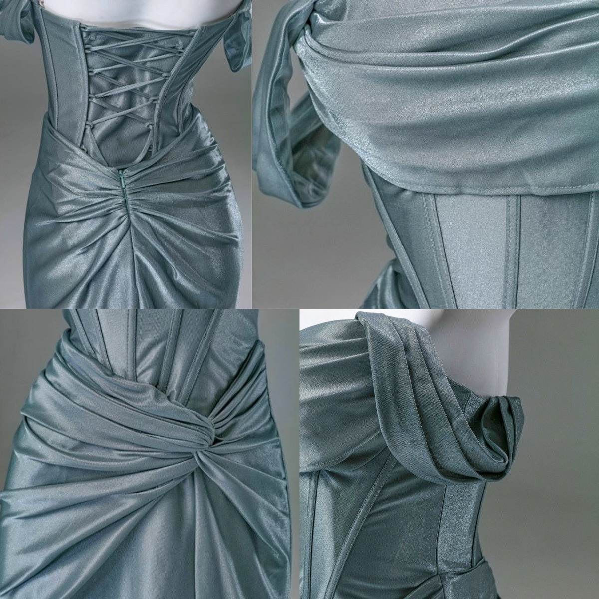 Elegant Pleated Satin Formal Mermaid Evening Dress,Fahsion Graudation Prom Dresses with Off-the-Shoulder ED01456