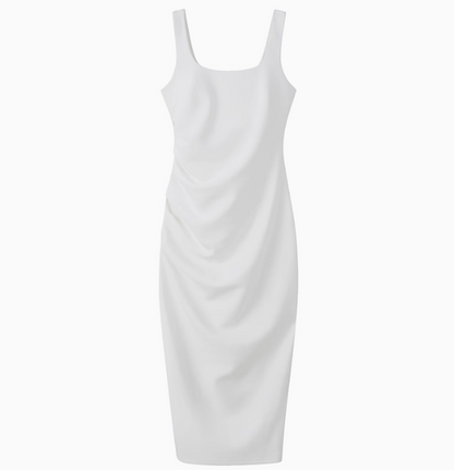 White/Black Sleeveless Square Neck Suspender Dress ED01483