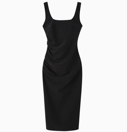 White/Black Sleeveless Square Neck Suspender Dress ED01483