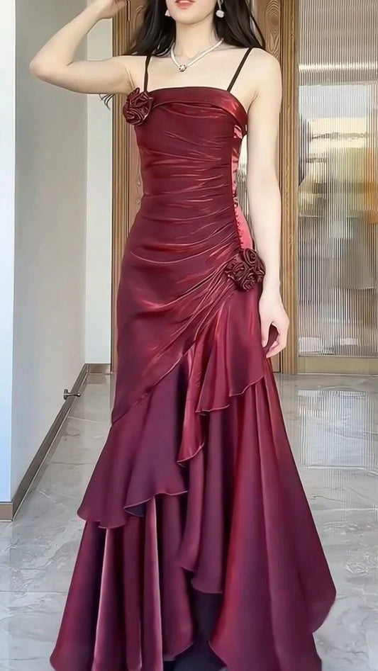 _¤ï_Elegant Satin Prom Dress for Quinceanera&Party-Fairytale A-line Straps Evening Gown for Birthday ED01484