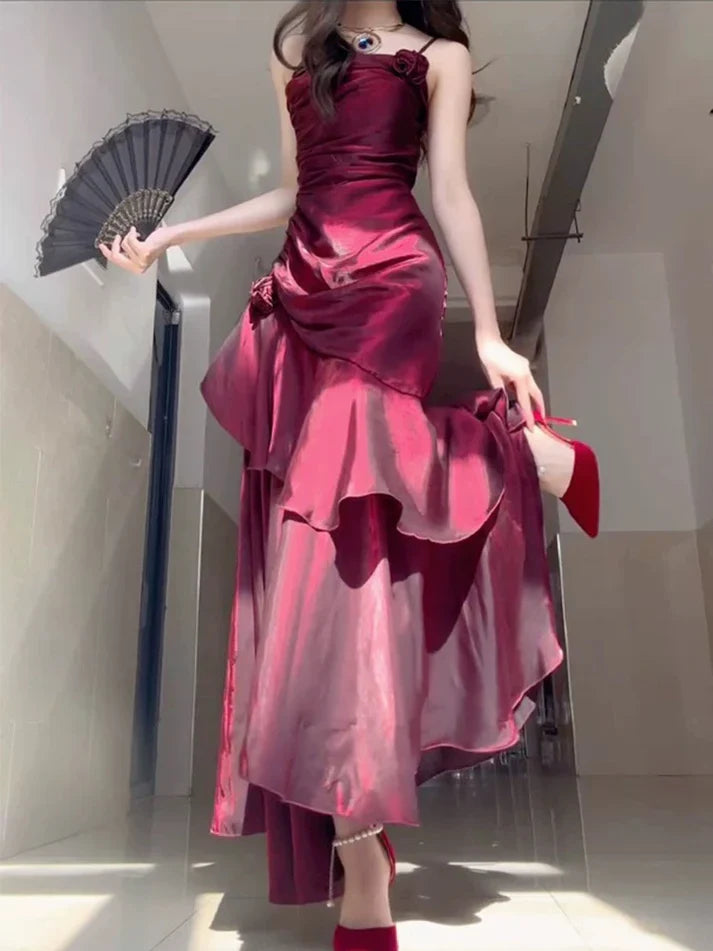 _¤ï_Elegant Satin Prom Dress for Quinceanera&Party-Fairytale A-line Straps Evening Gown for Birthday ED01484