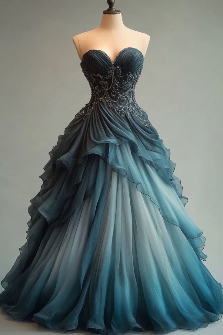 A-line Sweetheart Neck Tulle Beaded Long Prom Dress Elegant Quinceañera Dress ED01487