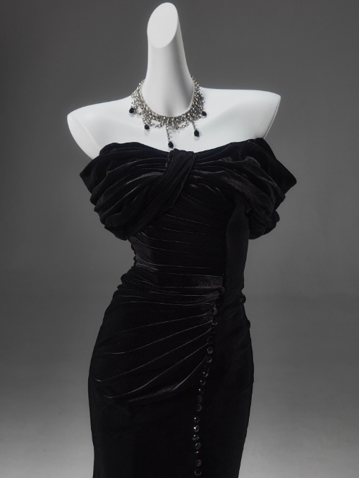Mermaid Off-the-shoulder Velvet Long Prom Dress, Elegant Evening Dress HZ1024