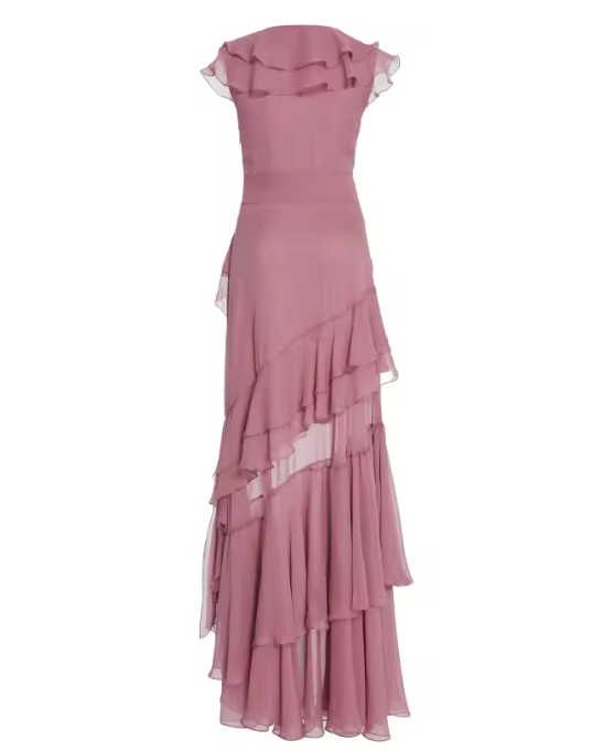 V-Neck Chiffon Pleated Sleeveless Back Zippered Long Prom Dress Beautiful Party Dress HZ1024