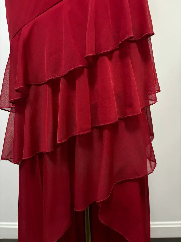 A-line Halter V Neck Chiffon Backless Prom Dress,Bridesmaid Dress With Ankle Length HZ1024