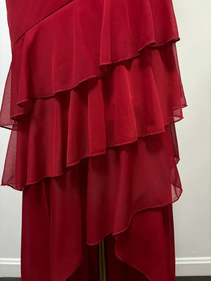 A-line Halter V Neck Chiffon Backless Prom Dress,Bridesmaid Dress With Ankle Length HZ1024