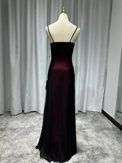 Sheath Spaghetti Straps Tulle Long Prom Dress with Silt ED01532