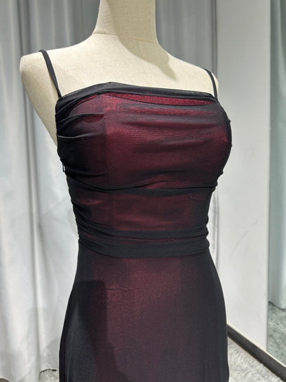 Sheath Spaghetti Straps Tulle Long Prom Dress with Silt ED01532