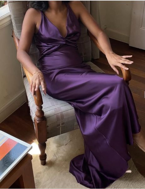 Yellow ??A-Line Long Prom Dress for Party&Guest-V Neck Satin Beautiful Backless Formal Evening Dress HZ1024