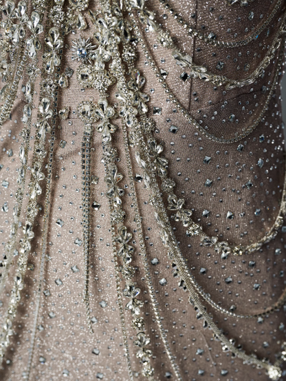 Straps Mermaid Beading Satin Long Prom Dress Rhinestone Formal Evening Dress HZ1024