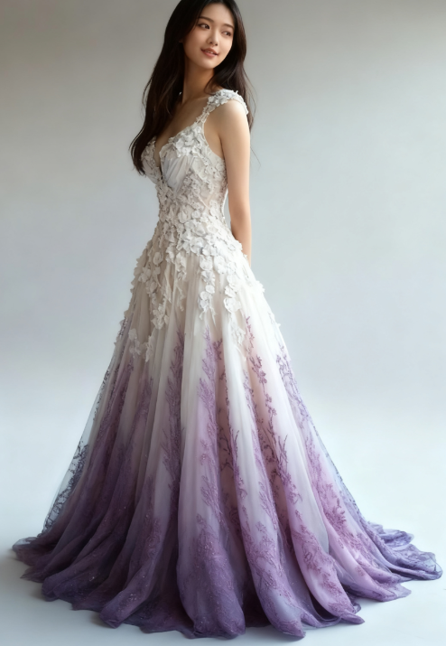 A-line Straps Tulle Beaded Long Prom Dress Applique Sweetheart Neck Evening Gown ED01554