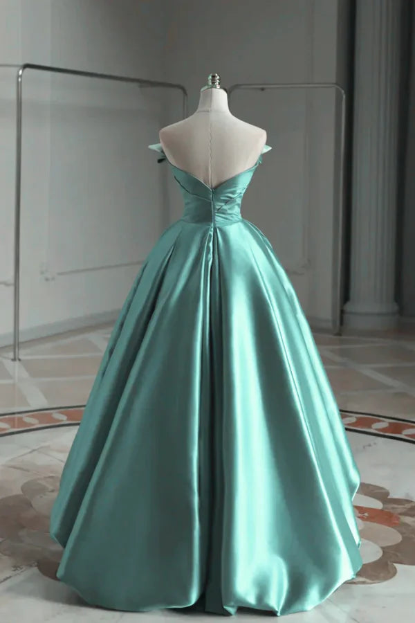 A-line Satin Off-the-shoulder Long Prom Dress Bridesmaid Dress ED01565