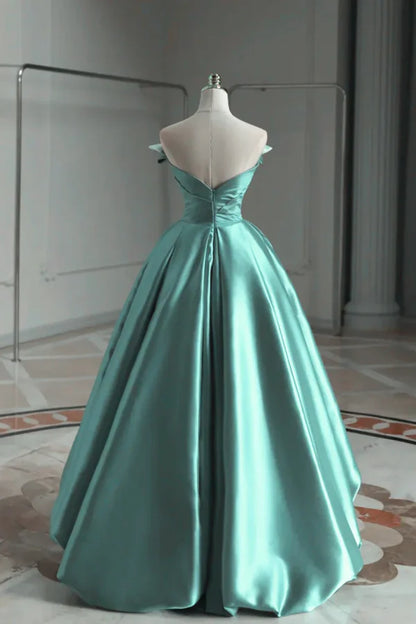 A-line Satin Off-the-shoulder Long Prom Dress Bridesmaid Dress ED01565