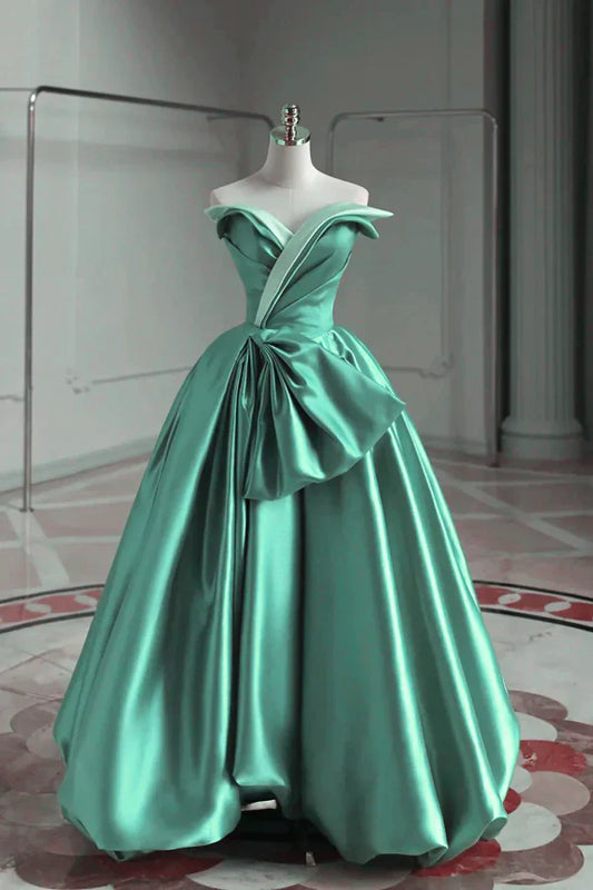 A-line Satin Off-the-shoulder Long Prom Dress Bridesmaid Dress ED01565