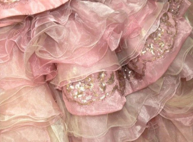 Sweet Pink Strapless Satin Tulle Sequin Beaded Diamond Long Ball Gown  ED01585