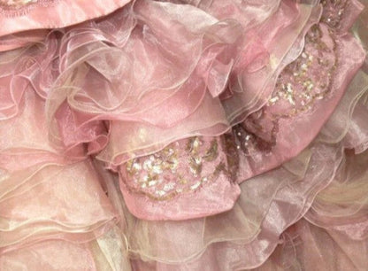 Sweet Pink Strapless Satin Tulle Sequin Beaded Diamond Long Ball Gown  ED01585