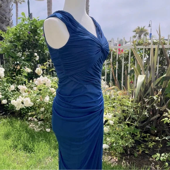 __Vintage  Midnight Blue Mermaid Gown __V Neck Pretty  Prom Dress for Events&Party ED01598