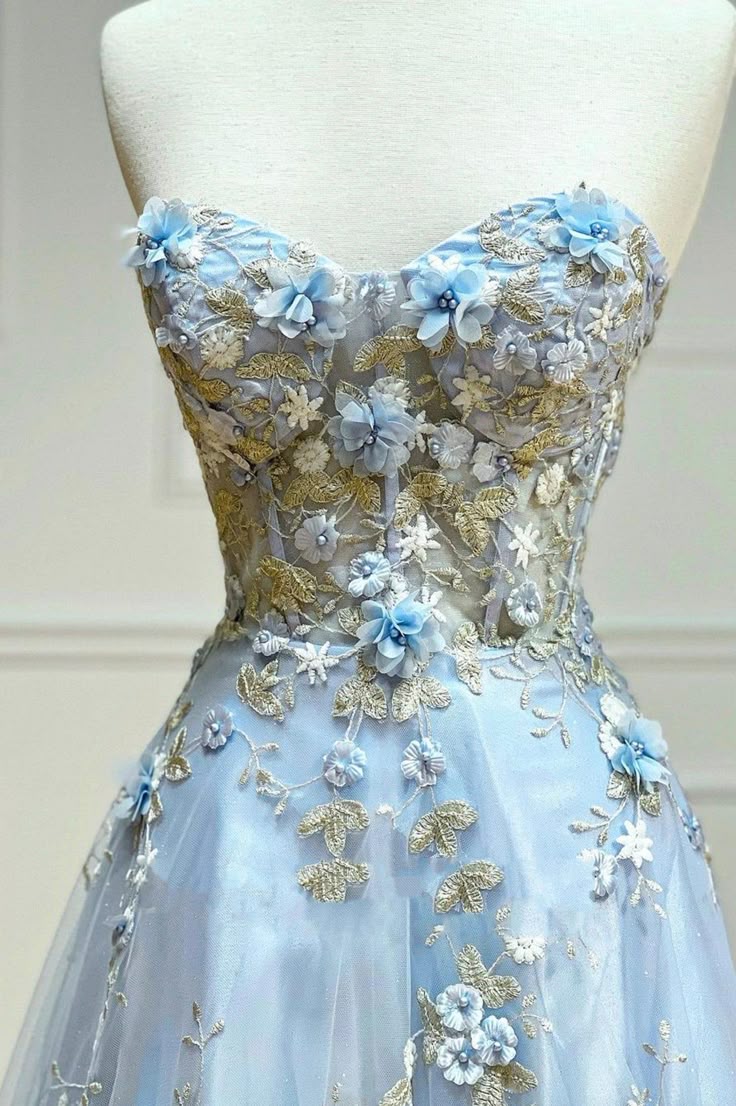 A-Line Sweetheart Tulle Appliques Long Prom Dress, Strapless Evening Dress HZ1024