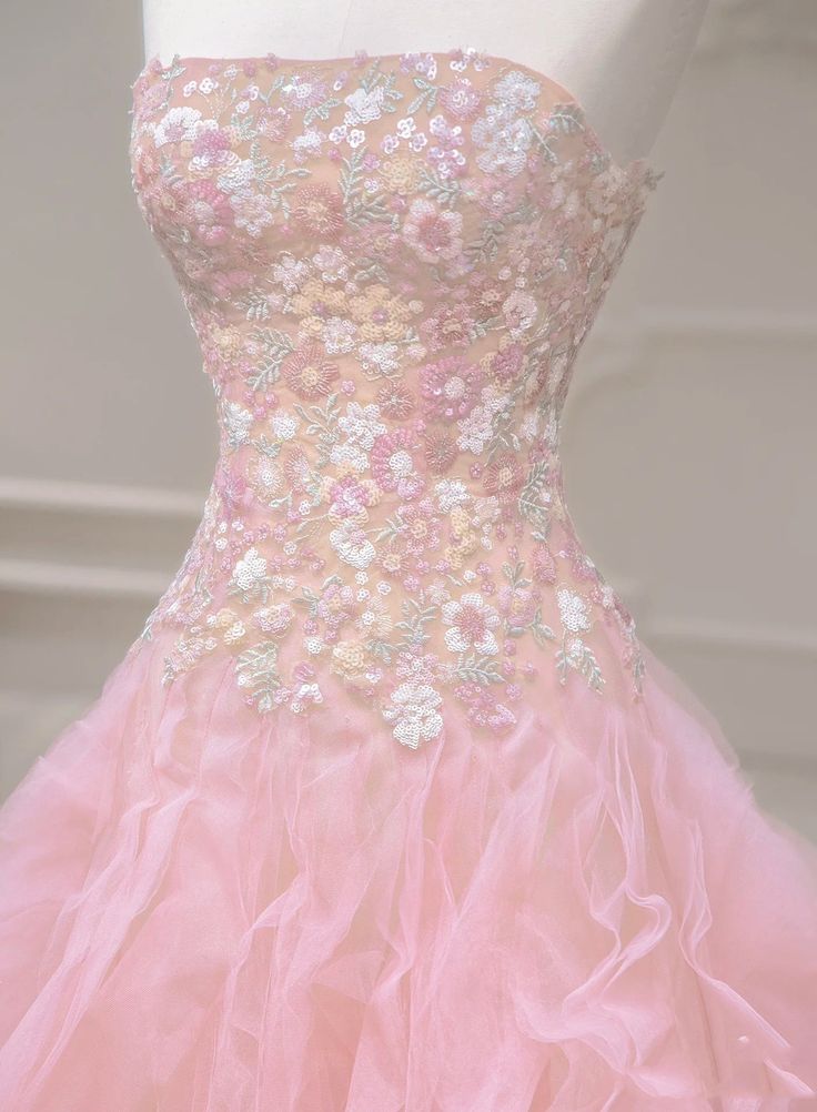 Mermaid Strapless Tulle Sequined Long Prom Dress, Sweet Embroidered Applique Wedding Dress HZ1024