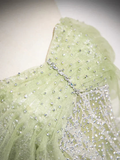 A-Line Off the Shoulder Glittering Tulle Sequins Long Prom Dress Sweet 16 Dress HZ1024