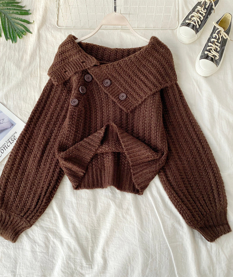 Cute V Neck Long Sleeve Sweater HZ1024