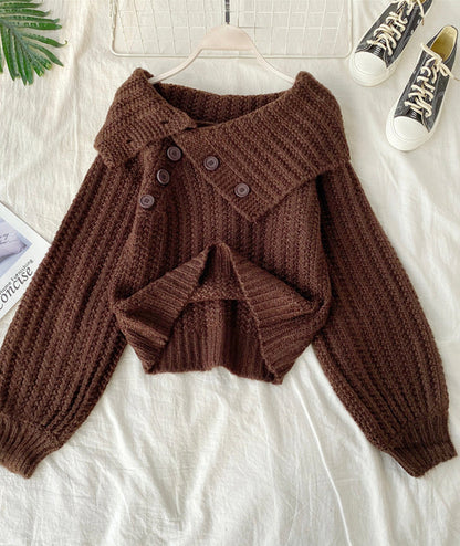 Cute V Neck Long Sleeve Sweater HZ1024