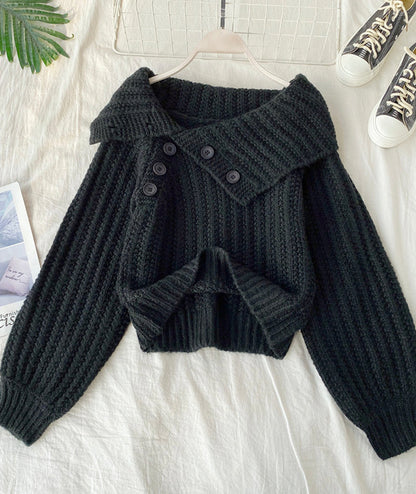 Cute V Neck Long Sleeve Sweater HZ1024