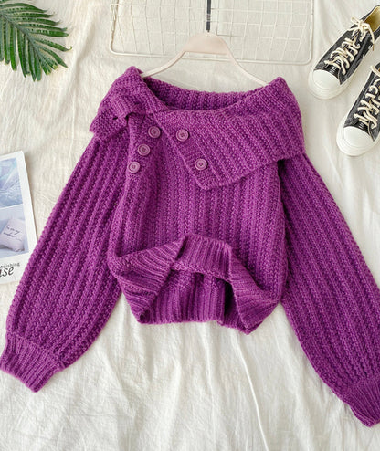 Cute V Neck Long Sleeve Sweater HZ1024
