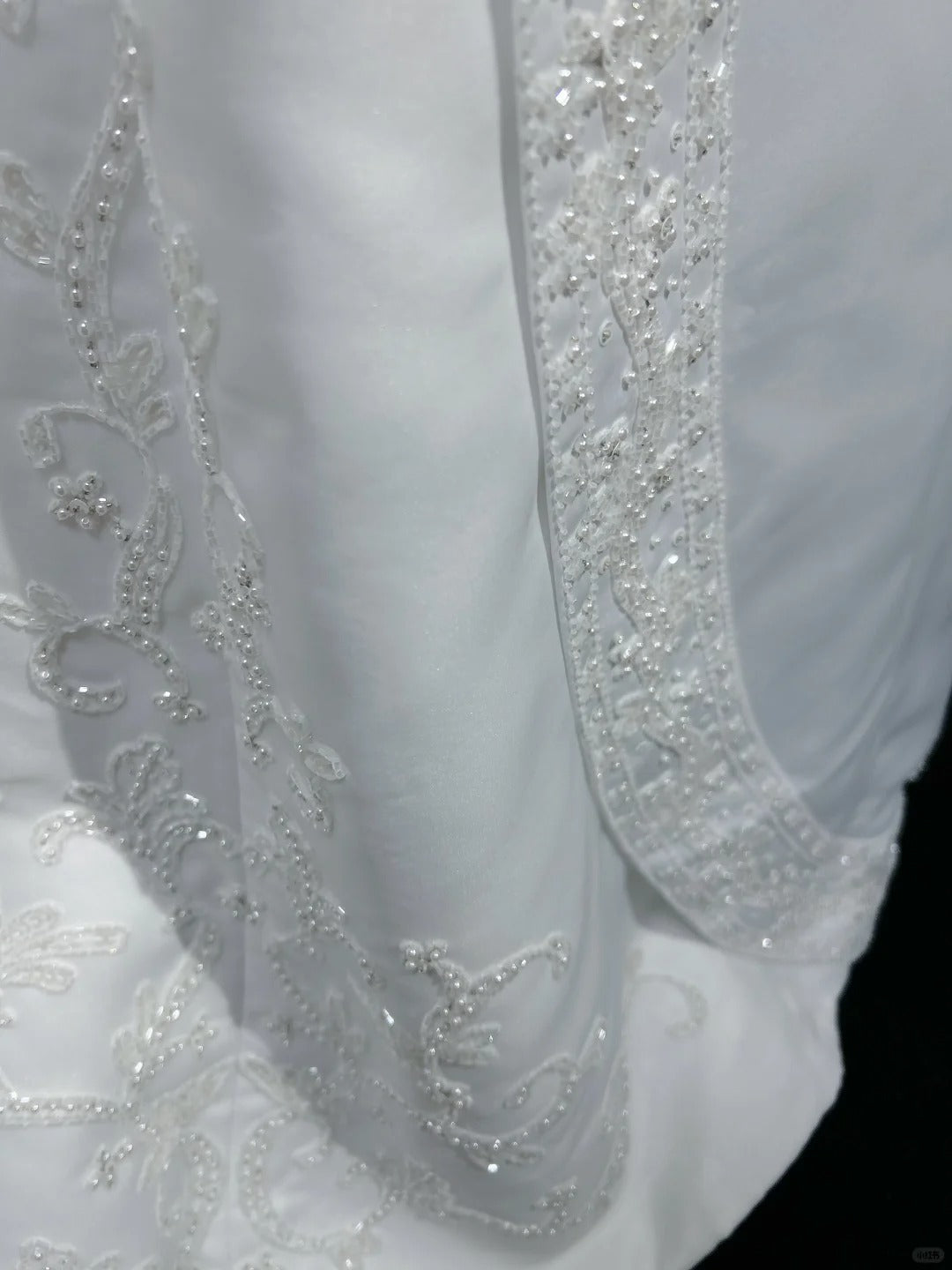 Spaghetti Strap Beaded Satin Long Prom Dress White Wedding Dress Graduation Prom Dress HZ1024