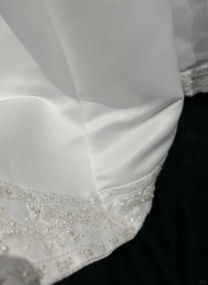 Spaghetti Strap Beaded Satin Long Prom Dress White Wedding Dress Graduation Prom Dress HZ1024