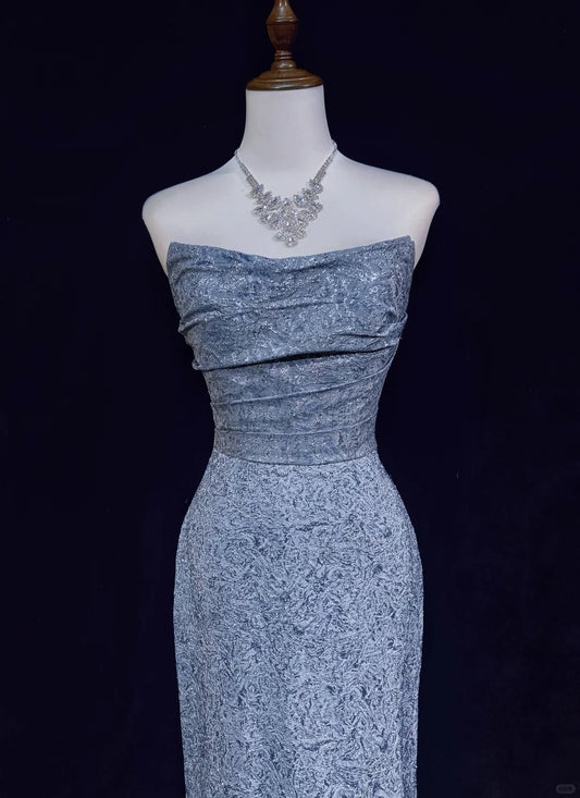 Strapless Sequined Long Prom Dress Elegant Formal Evening Dress HZ1024