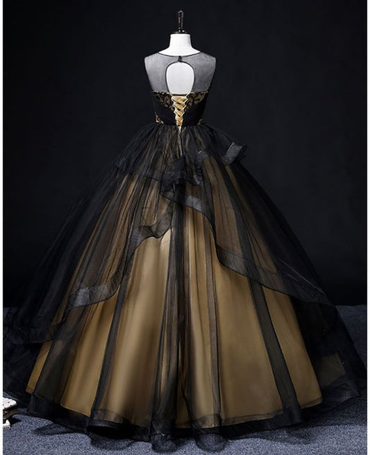 Round Neck Tulle Long Prom Dress, Elegant Evening Dress HZ1024