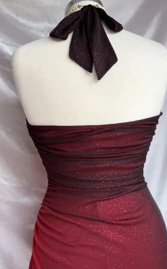 Shiny __hiffon Halter Sheath Prom Dress for Party&Birthday Elegant Dark Teal  Evening Gowns ED01643