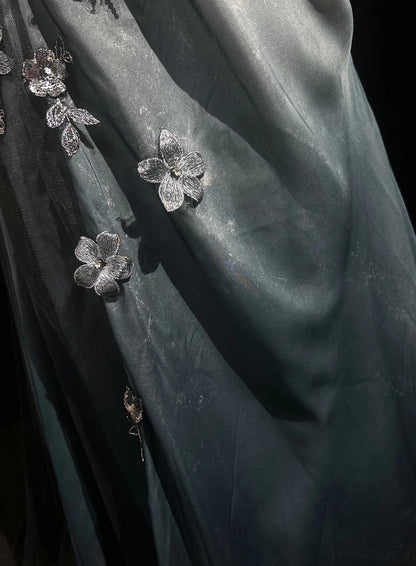 Elegant Chiffon Mermaid Spaghetti Strap Sequined Applique Long Prom Dresses__ Formal Evening Dresses  ED01646