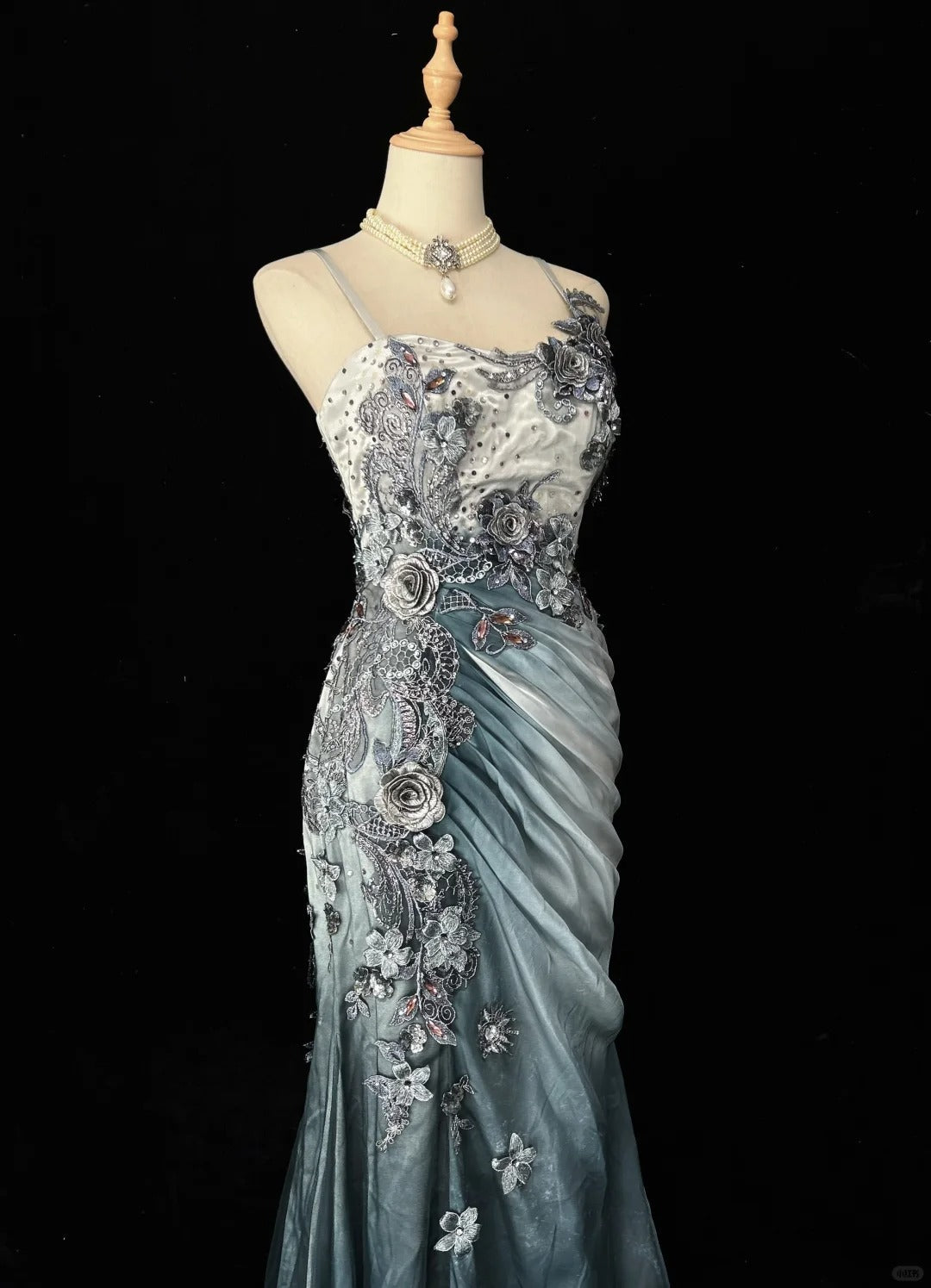 Chiffon Mermaid Spaghetti Strap Sequined Applique Long Prom Dresses?? Formal Evening Dresses HZ1024