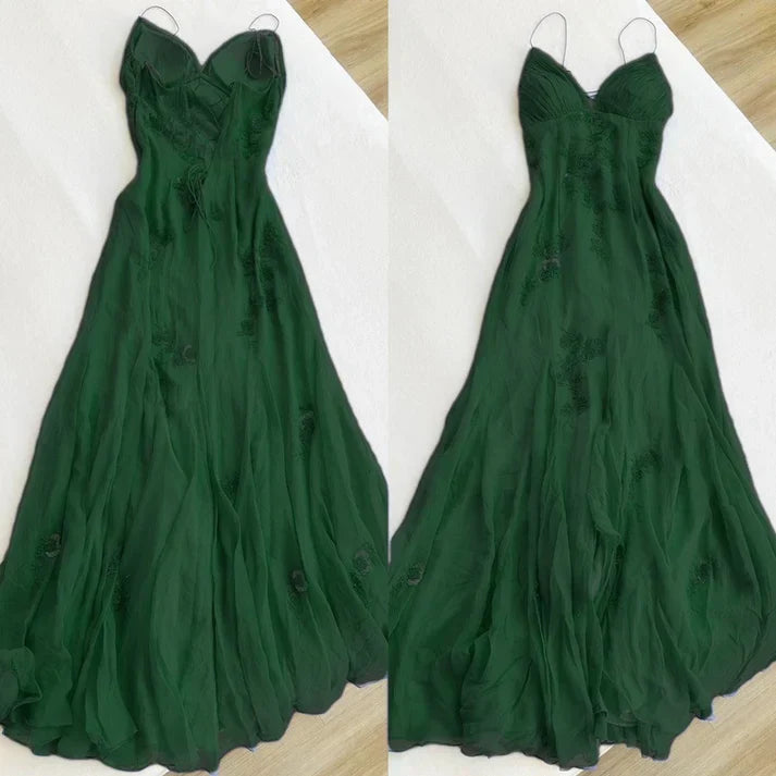 Simple Blue Spaghetti Straps Long Backless Prom Dress SH1153