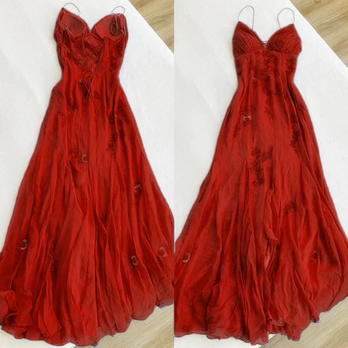 Simple Blue Spaghetti Straps Long Backless Prom Dress SH1153