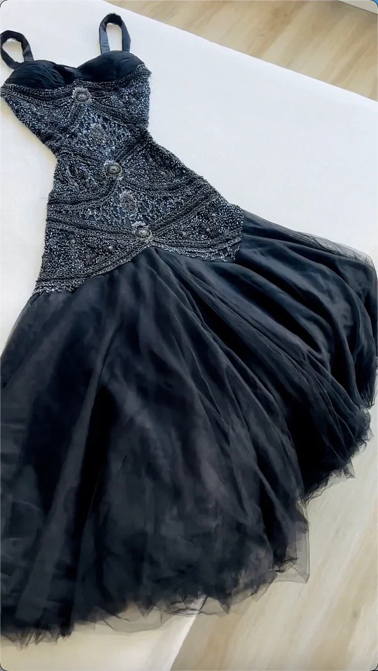 Yellow Mermaid Tulle Chiffon Long Prom Dress Pretty Birthday Dress HZ1024
