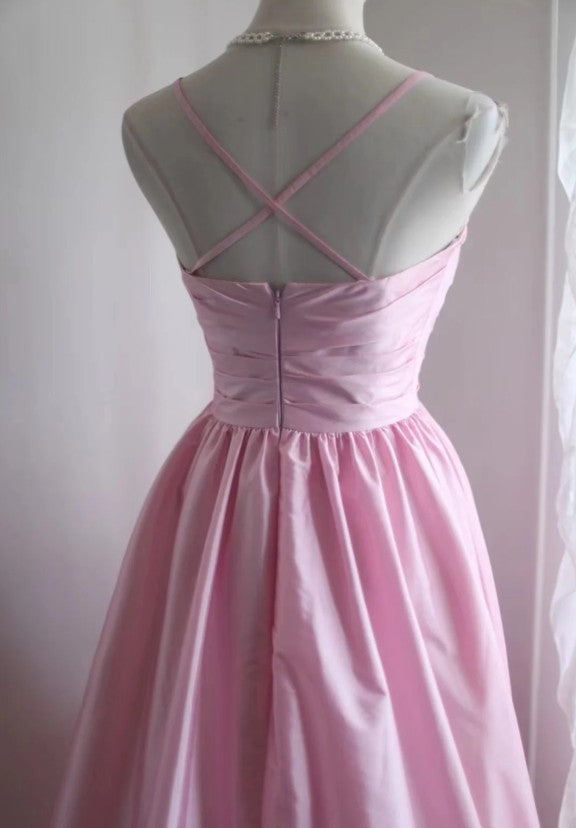 Spaghetti Strap Satin Long Bridesmaid Dress Birthday Quinceanera Dress Prom Dress HZ1024