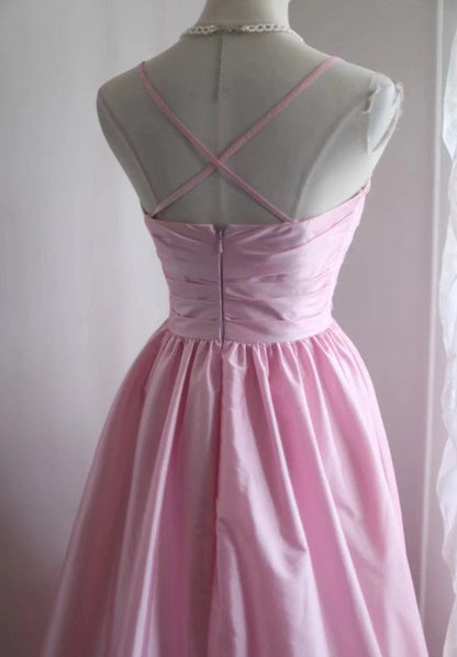 A-Line Spaghetti Strap Satin Long Bridesmaid Dress Birthday Quinceanera Dress Prom Dress ED01712