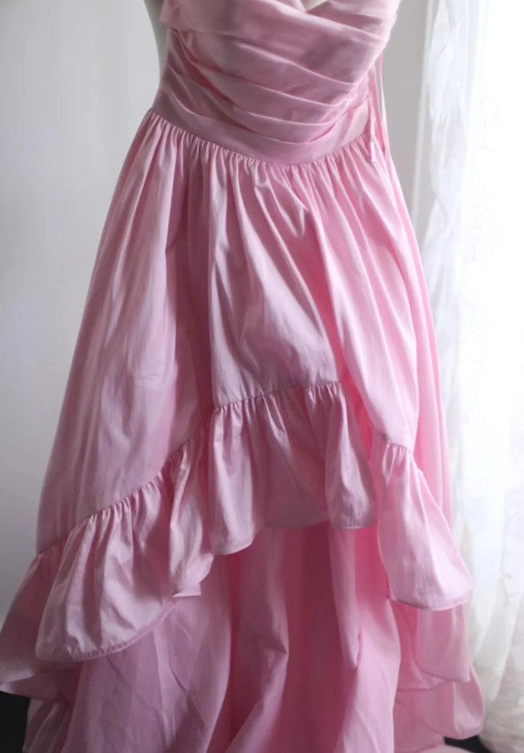 A-Line Spaghetti Strap Satin Long Bridesmaid Dress Birthday Quinceanera Dress Prom Dress ED01712