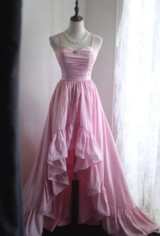 A-Line Spaghetti Strap Satin Long Bridesmaid Dress Birthday Quinceanera Dress Prom Dress ED01712